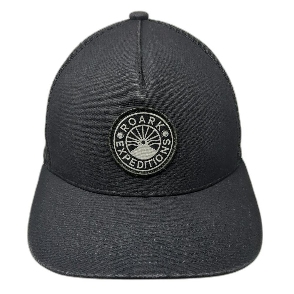 Roark Trucker Hat Black One Size Mesh Back Snapback Expedition Logo Patch Hat